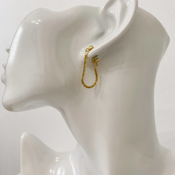 Jewelry - S925 Gold Twist Rope Front Back Earrings